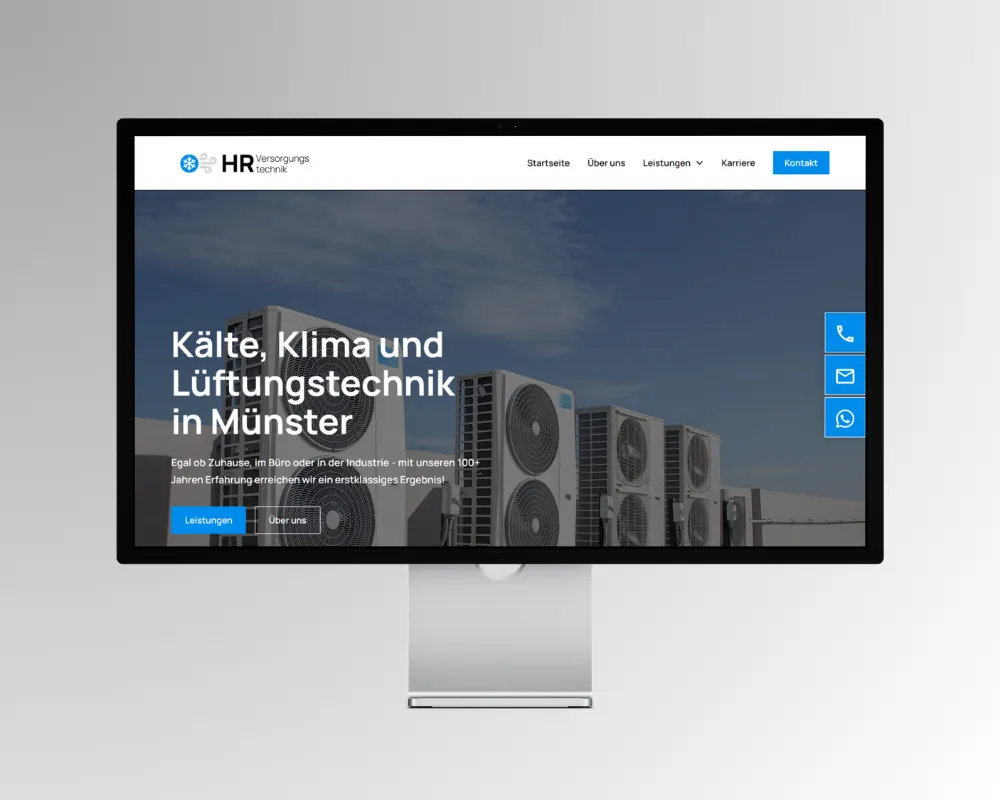 Webdesign für HR Versorgungstechnik mit Klimaanlagen