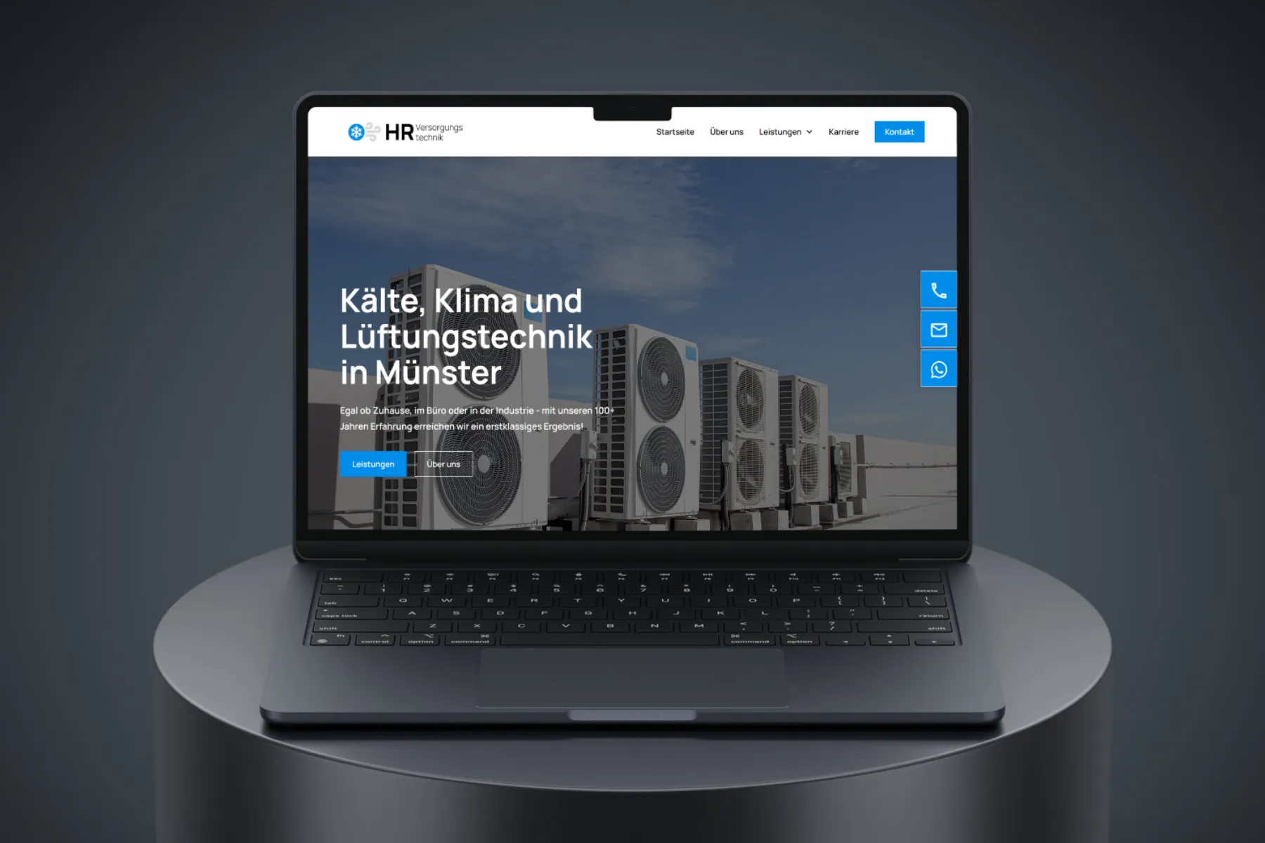 Webdesign für HR-Versorgungstechnik, Klimaanlagen in Münster präsentiert