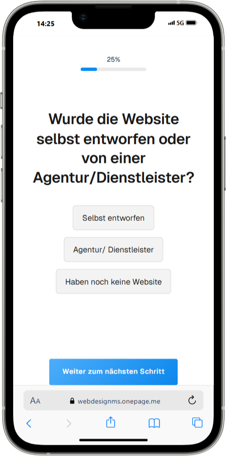 Webdesign-Umfrage in Münster mit Frage zur Website-Erstellung
